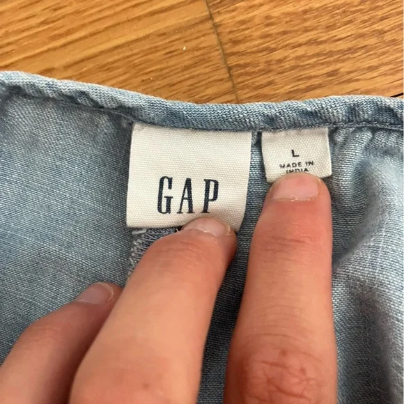 Gap Cami Midi Dress in Tencel Denim Style V-Neck Dress Size: Large - Picture 6 of 7